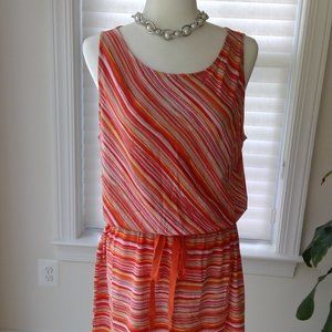 Loft Orange Stripped Sleeveless dress